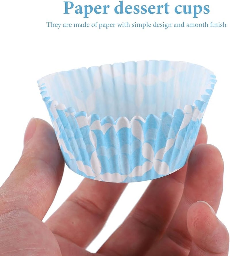 Blue Flower Heat Resistant Paper Muffin Baking Liners 100pcs Nonstick Cake Cups - Image 5